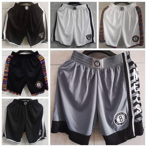 

2020 brooklyn nets men 2019/20 statement edition swingman jersey basketball shorts, Black;red