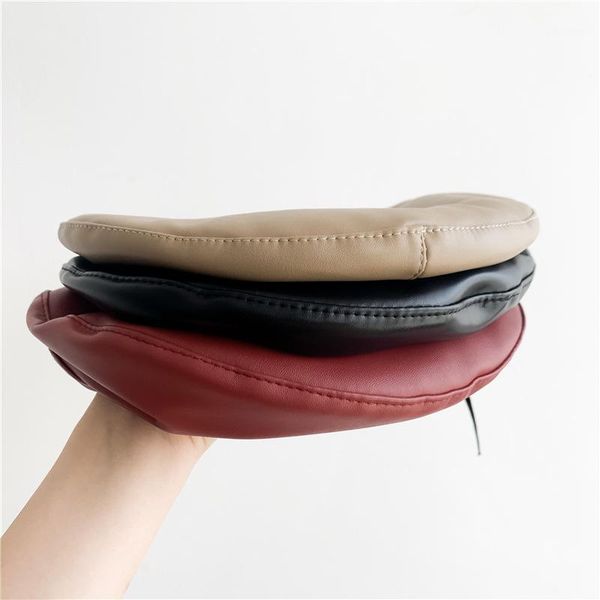 

hair accessories 2021 autumn arrival girls fashion pu hat kids baby winter1, Slivery;white