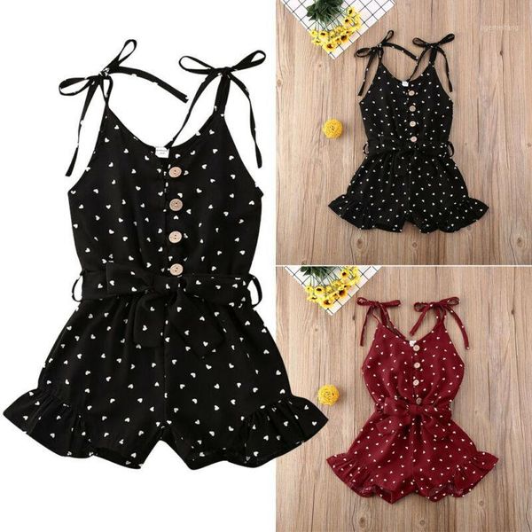 

toddler baby girl clothes love peach heart print strap romper jumpsuit one-piece outfit cotton clothes1, Blue