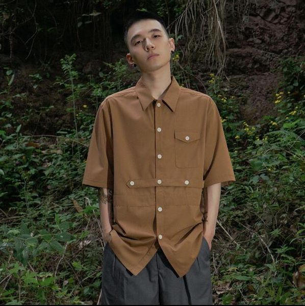 

2021 new original loose shirt design khaki-colored men of hundred simple casual europe united states. s-6xl hhda, Black