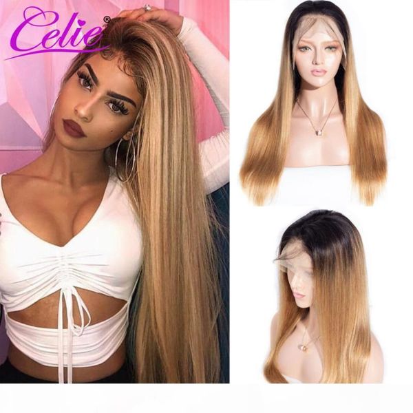 

celie hair 1b 27 straight human hair lace wigs 13x6 straight lace front human wigs 200 density remy 1b 27, Black;brown