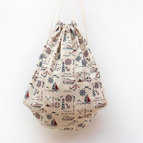 

yile brand new cotton canvas draw string girl student backpack travelling luggage shoes bag printed union jack flag b083 h bbyqzl