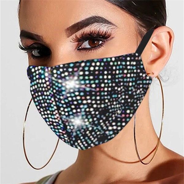 

uaifprotective fashion bling dustproof diamond pm2.5 mouth masks washable reusable women colorful rhinestones face mask
