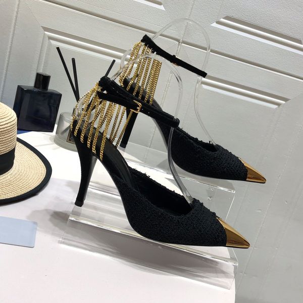 

3s summer designer sandals metal high heeled 9cm heel ankle rubber platform solid daily outdoor lawn women s sandal size 35-40 shoes, Black