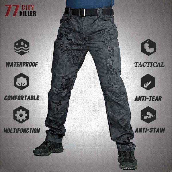 

men's pants city tactical men 5xl 6xl combat waterproof cargo male breathable swat camouflage trousers mens work jogger, Black