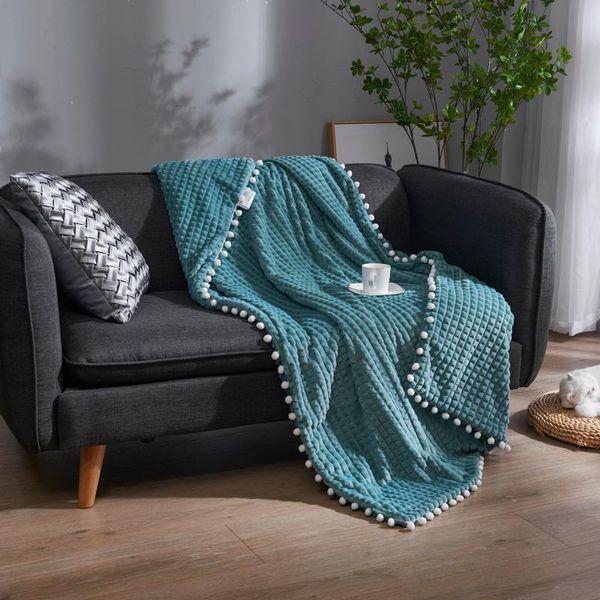 

blankets 2021 double velvet ball office leisure blanket warm nap cape small knitted sofa bed end hl
