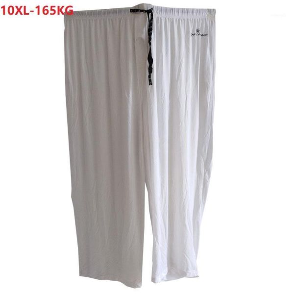 

summer men sports pants thin breathable plus size 8xl 9xl 10xl oversize man home straight stretch pants white 701, Black