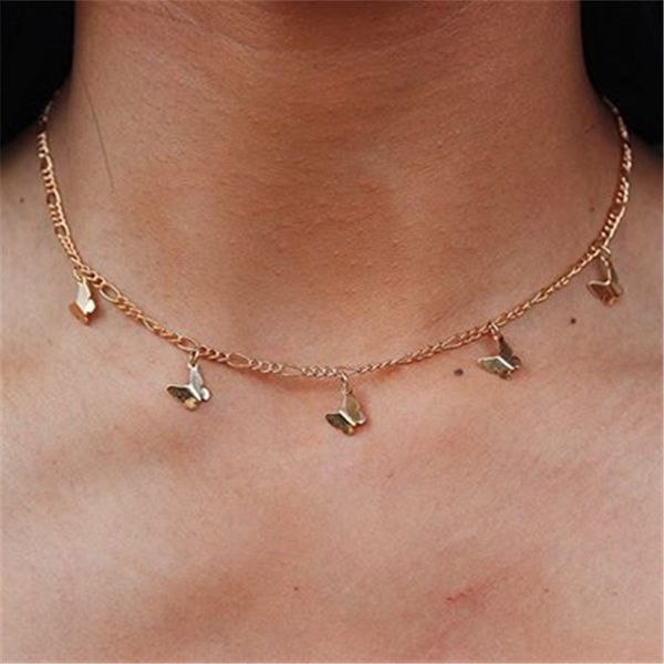 

gold color animal pendant necklace fashion female jewelry simple ladies cute butterfly choker necklace women, Silver
