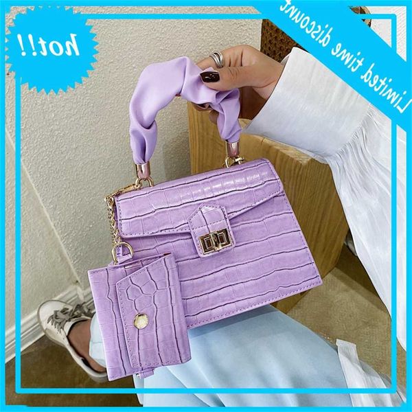 

cost-effective 2 packs summer mini small shoulder messenger bags female 2021 new fashion handbag crocodile pattern bag purse