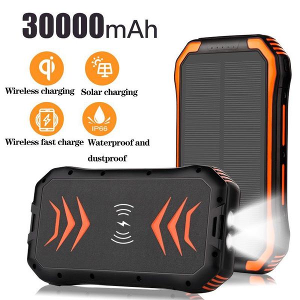 

camping lights new 30,000 mah pd18w fast charge solar mobile power 10w wireless charging bao tent lights