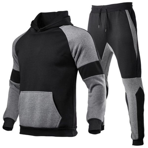 

mens splicing sports stest мода trend trend trend рукав толстовка с капюшоном дрюки костюмы дизайнер человек новый утолщение плюс размер пов, Gray