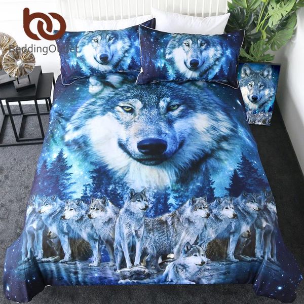 

bedding sets beddingoutlet wolf set galaxy star duvet cover  3d print animal quilt night sky forest bed 3-piece