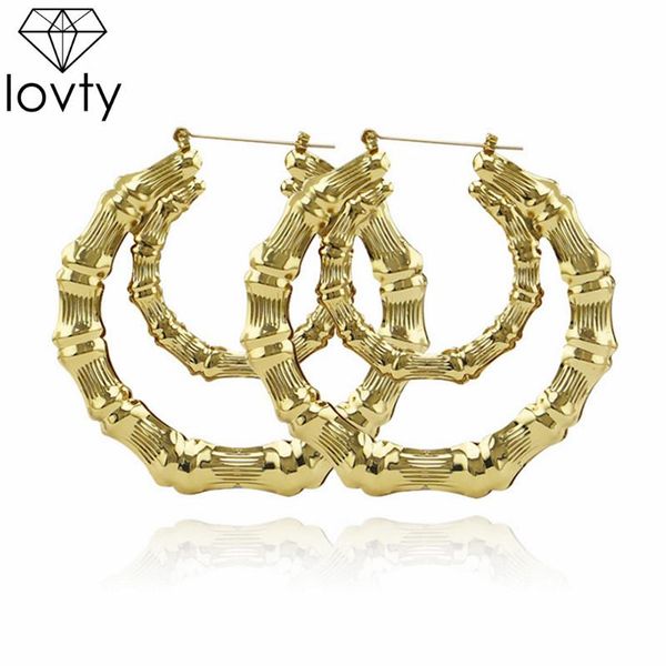 

new gold/rose gold color exaggerated geometric bamboo earrings for women night club party dangle eardrop popular punk jewelry, Golden;silver
