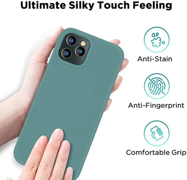 Capa de telefone de corpo inteiro de silicone líquido cobre para iphone 13 12 mini 11 pro máx x xs xr 8 7 mais soft tpu case celular