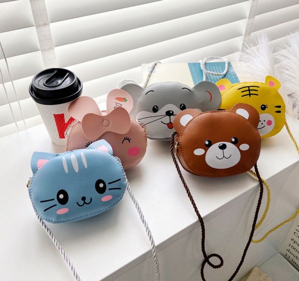 

children cartoon bag girls cute animal one shoulder bag fashion kids pu letter messenger bag girls purse a5398, Black