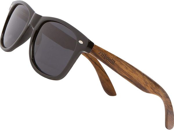 

woodies walnut sunglasses, black polarized lenses, suitable for both men and women