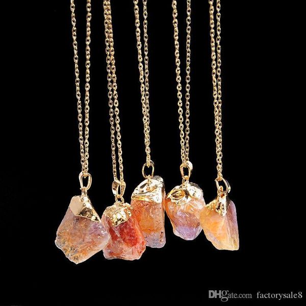 

factoryeow6bead new chakra crystal quartz healing point gemstone necklace original natural stone-style pendant necklaces jewelry ch