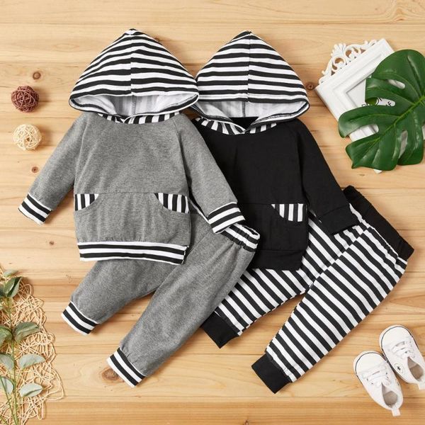 

clothing sets patpat 2021 spring and autumn 2 pieces baby boy stripes baby's for 0-12m, White