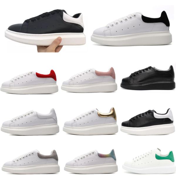

new mens womens shoes fashion luxury white leather platform shoes flat casual shoes lady black red pink