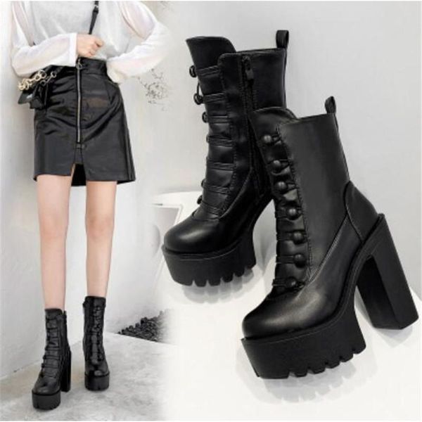 

boots bbzai pattern woman short superior quality big code women boots12cm fashion pumps show 4-8 9, Black