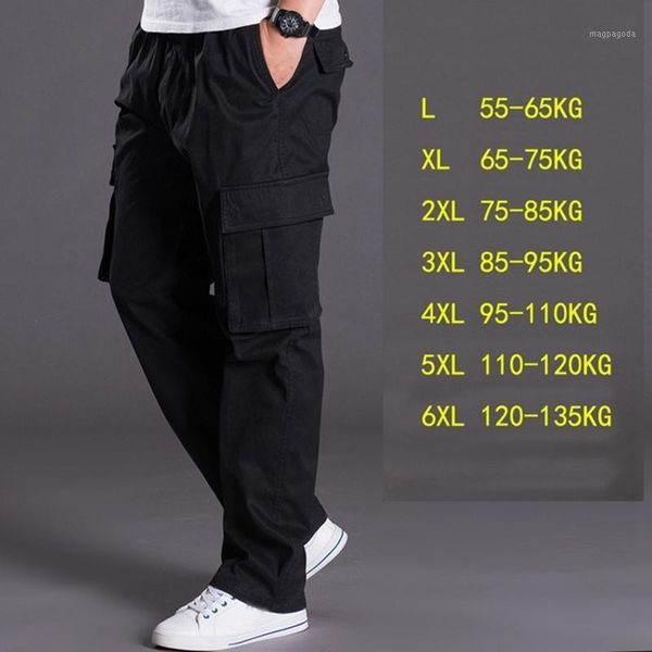 

autumn and winter big thick xl male overalls loose pocket plus size casual pants men 6xl 5xl 4xl 3xl 2xl1, Black