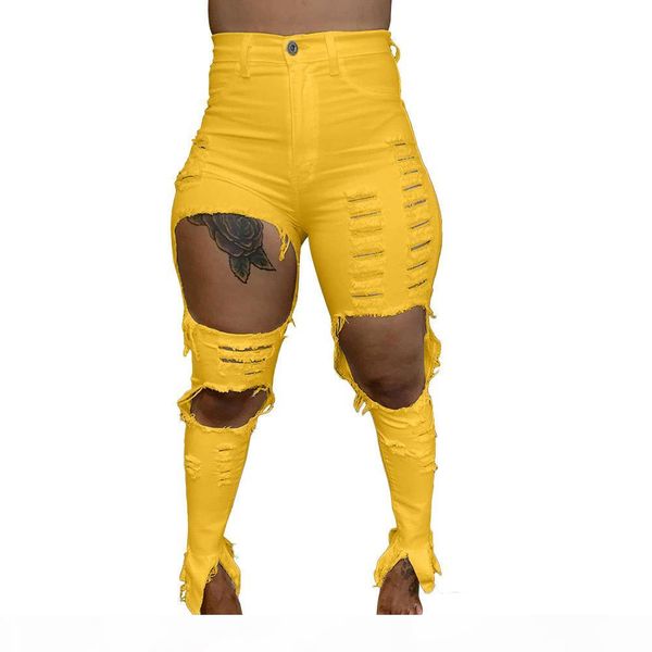 

women jeans long ripped pants slim skinny fit plus size hole denim personalized fashion female jeans plus size s-4xl, Blue