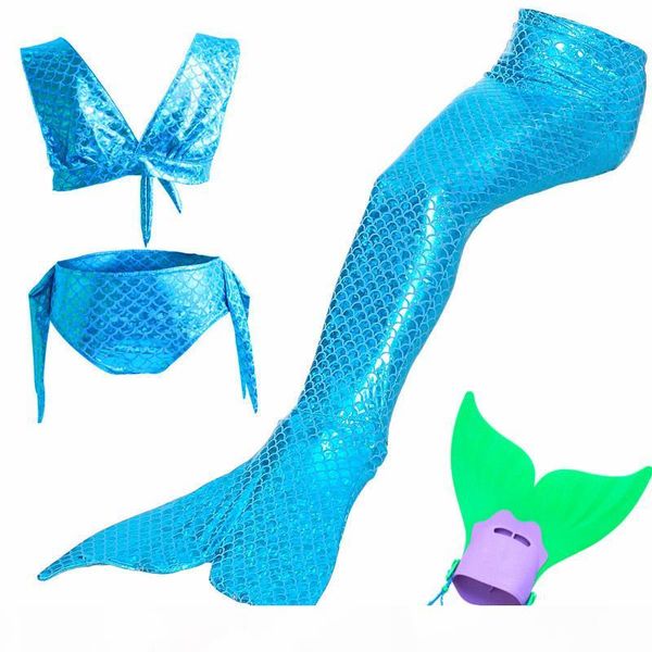 

4pcs 24 color little mermaid tails girls cosplay costume for swimming with fin cos ariel mermaid girls bathing swimwear suit, Black;red