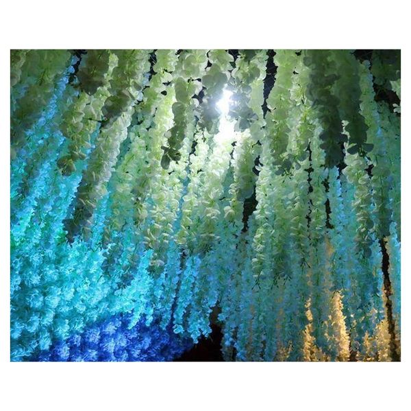 

24 colors elegant artificial flower wisteria flower vine 34cm home garden wall hanging diy rattan for l xma jllxim eatout