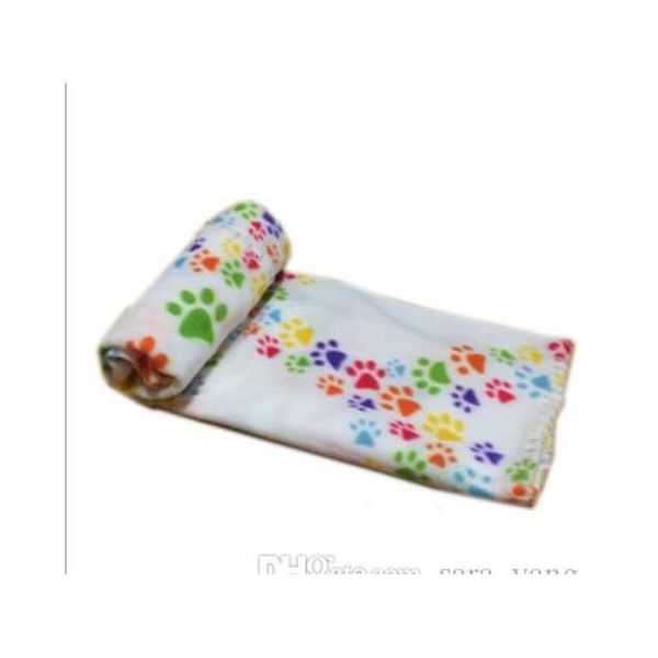 

100pcs 60x70cm pet dog cat blankets paw prints soft warm fleece bed pet mat sleep wmtfuo new_dhbest
