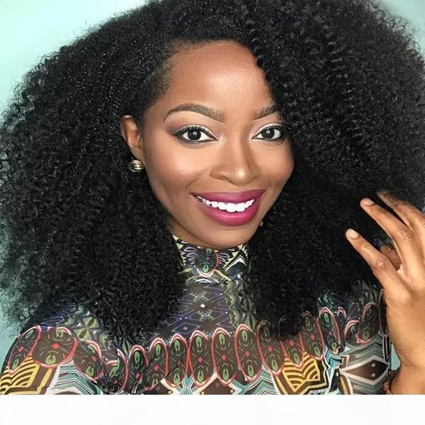 

afro kinky curly human hair wig for black women virgin mongolian hair glueless afro curly lace front human hair wigs pre plucked, Black;brown