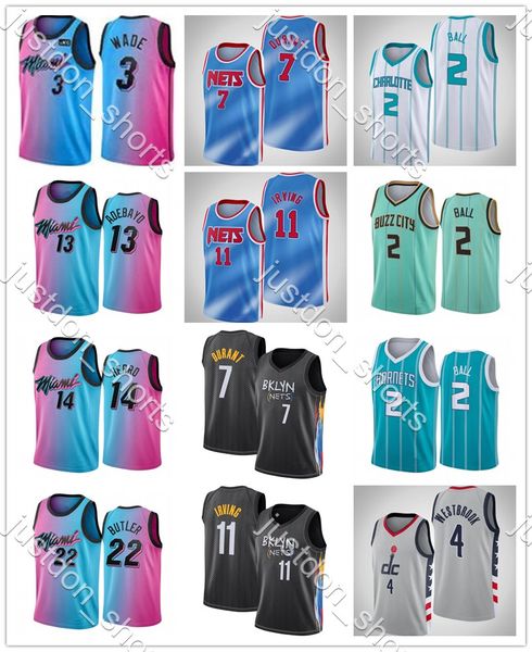 

youth child ball 2 wade 3 herro 14 nunn 25 butler 22 irving 11 durant 7 dense embroidery city black edition swingman jerseys shirts, Black;red