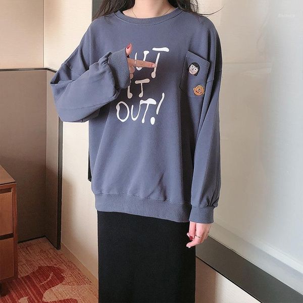 

2020 spring new sweatshirt women pocket embroidery women casual1, Black