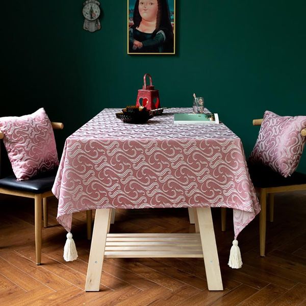 

jacquard cover tablecloth tassel tablecloth american pastoral table cloth solid color coffee