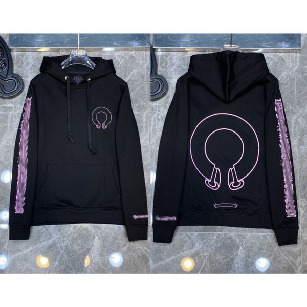 

luxury classic ch quality hoodie brand zipper autumn winter sweatshirts designer fashion men sweater horseshoe phantom cross print hooded wo, Black