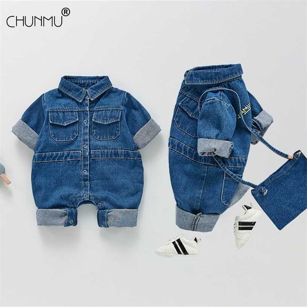 Autunno Baby Clothes Set Girl Denim Pagliaccetto Ragazzi Tuta nata Abbigliamento Ragazze Outfit Infant Cartoon Giraffe Complessivo 211229