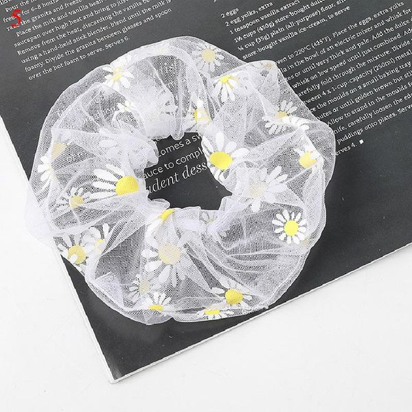 

daisy floral print hair rings chiffon gum rope ring for girls cute elastic ponytail headbands summer elegant rubber bands q bbyezd