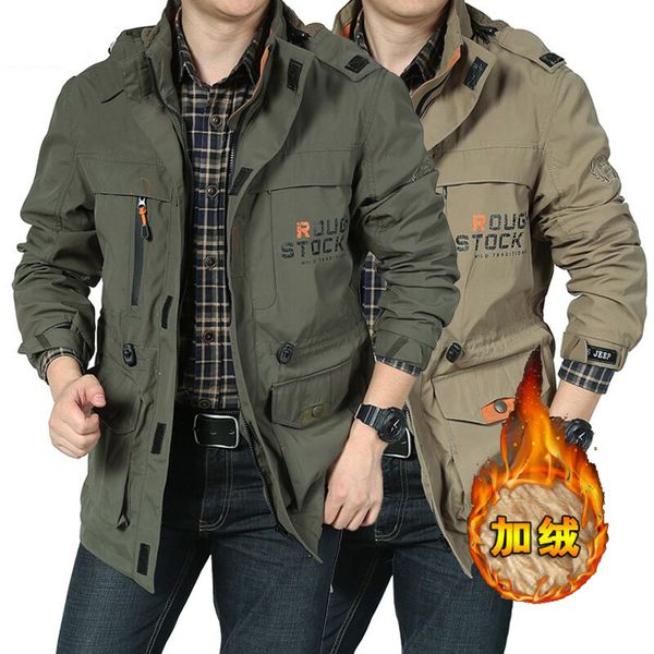 

new coat men's plus cashmere autumn and winter youth leisure mid-length jacket outdoor sports cold-proof jacket, Black;brown