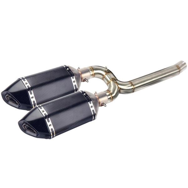 

motorcycle exhaust system phuleoveo id:45mm fz6 fz6n fz6s full link pipe carbon fiber muffler for fz-6n fz-6s escape moto