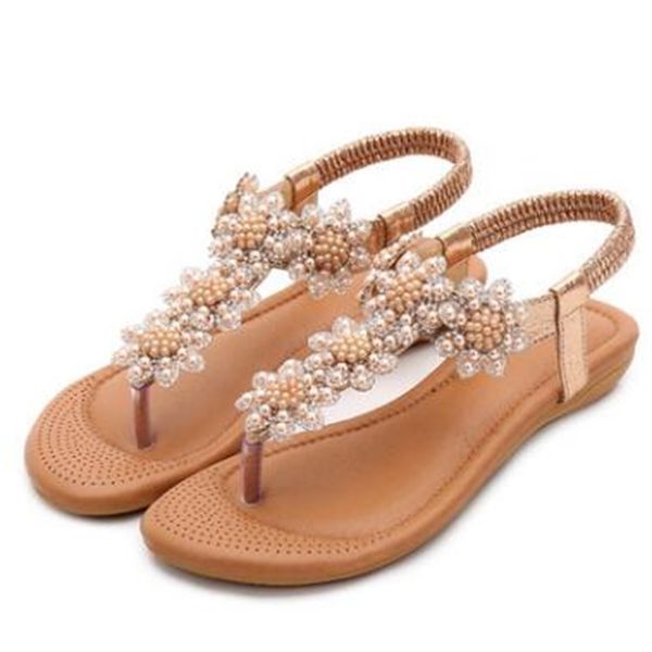 

will bohemian see diamond national pearl string flat sandals pinched fishbone women's fashionable shoes zehz, Black