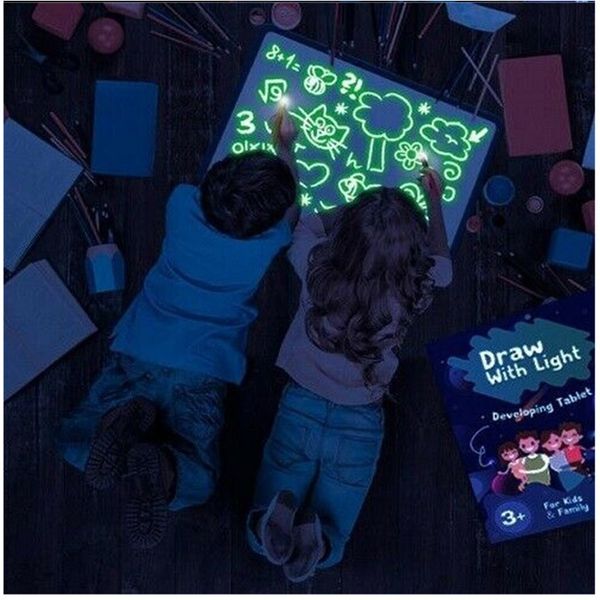 

magic luminous drawing board draw with light-fun sketchpad board fluorescent pen english light up play toy gift