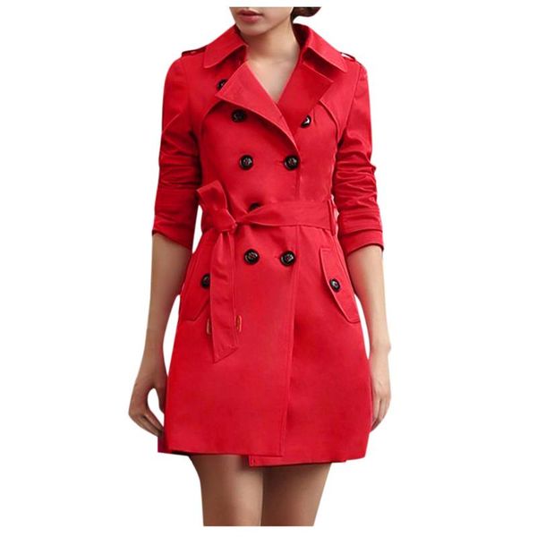 

fashion autumn winter coat women casual new fashion coat winter belted lapel button long trench ladies parka overcoat 1204, Black;brown