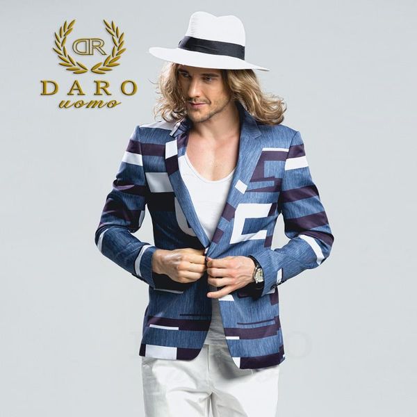 

daro 2021 men's printed blazer casual slim fit suit jacket men spring autumn trend blazer fashion luxury hombre drj8202, White;black