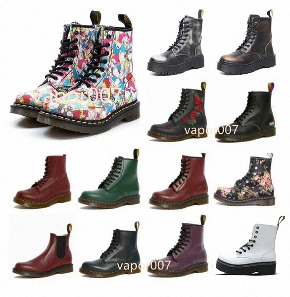 

2021 fashion designer 1460 ankle 1461 dr platform martin fox 2976 zip detail men women womens fur snow martins boot desert doc boots 3 04u6#, Black