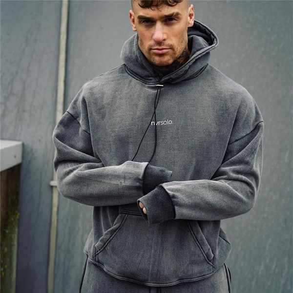 

2021 men pullover sweatshirt o-neck letter running hoodies gym fitness bodybuilding sports male sportswear workout mens clothing, Black
