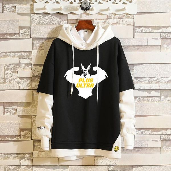 

men's hoodies & sweatshirts sportswear my boku no hero academia midoriya izuku todoroki so fake two piece cosplay costume hoodie, Black