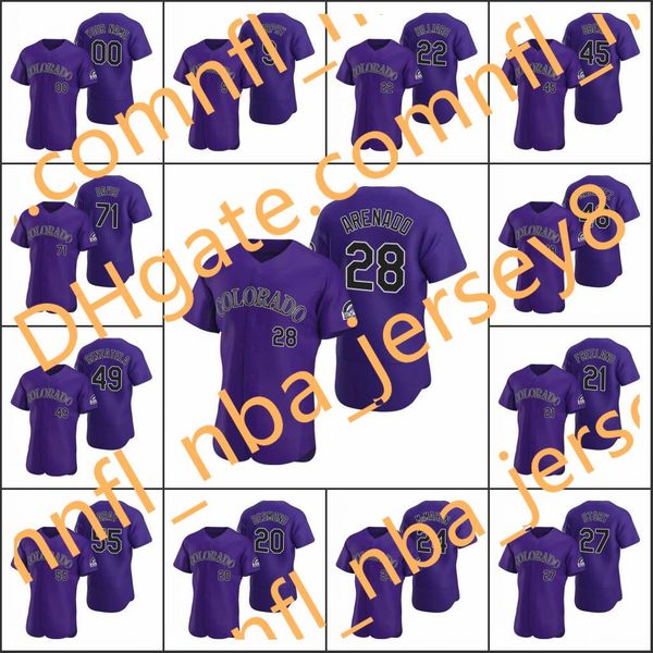 

colorado rockies men #19 charlie blackmon 28 nolan arenado 27 trevor story women youth custom authentic 2020 alternate jersey, Blue;black