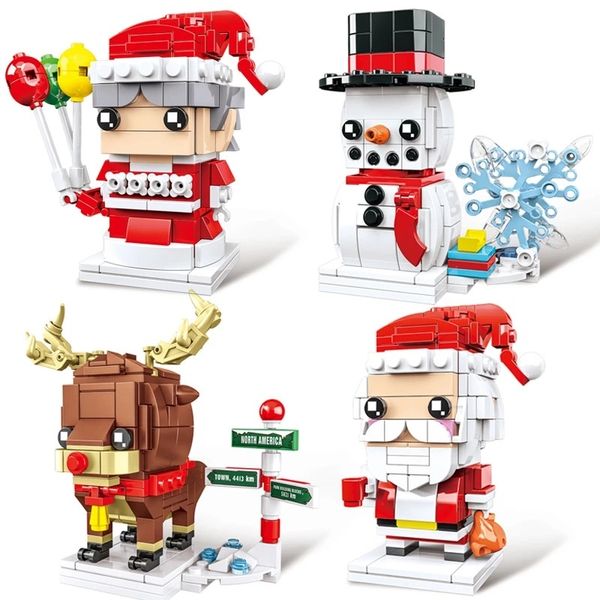 

christmas series mini building blocks elk snowman santa diy assembled blocks toy creative kid christmas gifts