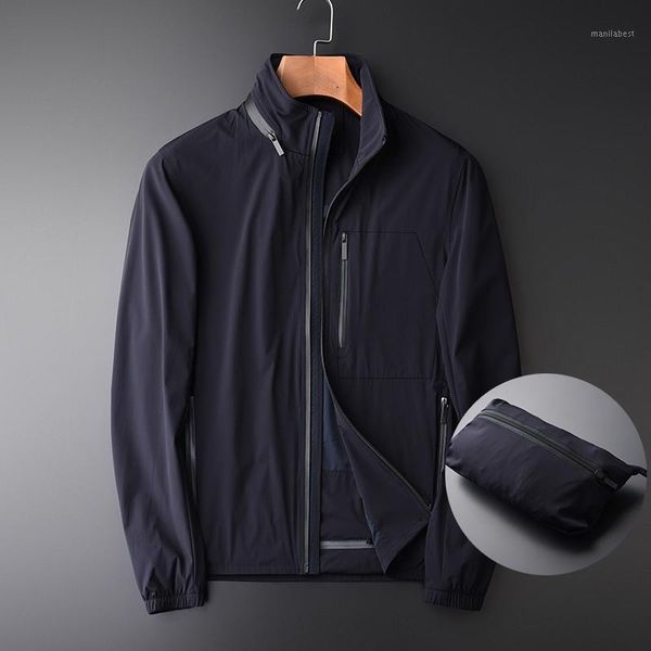 

new hidden hat male jackets luxury thin fabric portable hooded mens jackets and coats fashion stand collar man m-4xl1, Black;brown