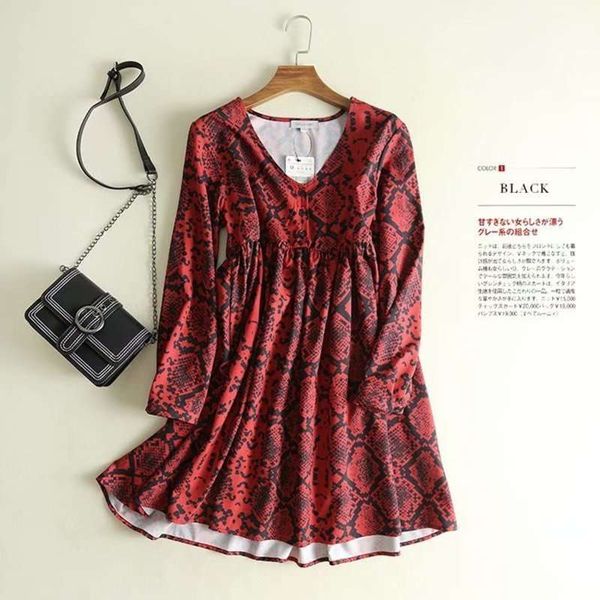 

women's autumn and winter new loose show thin medium length v-neck waist back dress female s22622, Black;gray