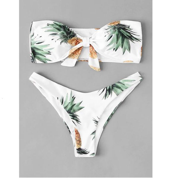 

women's two piece print split tube swimsuit bikini swimwear beachwear bathing swimming suit biquinis, White;black